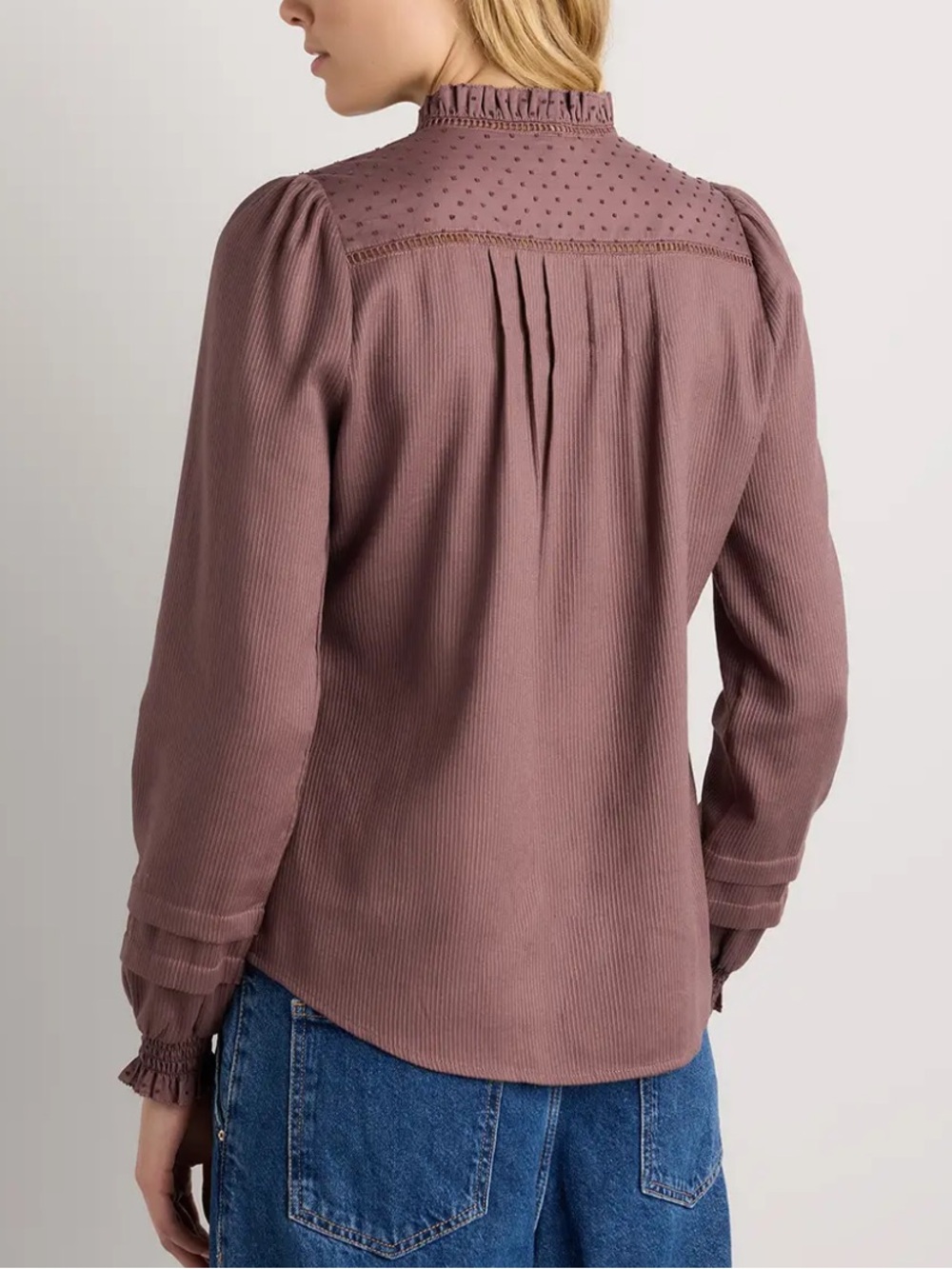 NWT Quince Textured Organic Cotton Peasant Blouse, size S, Taupe Brown - Picture 2 of 11